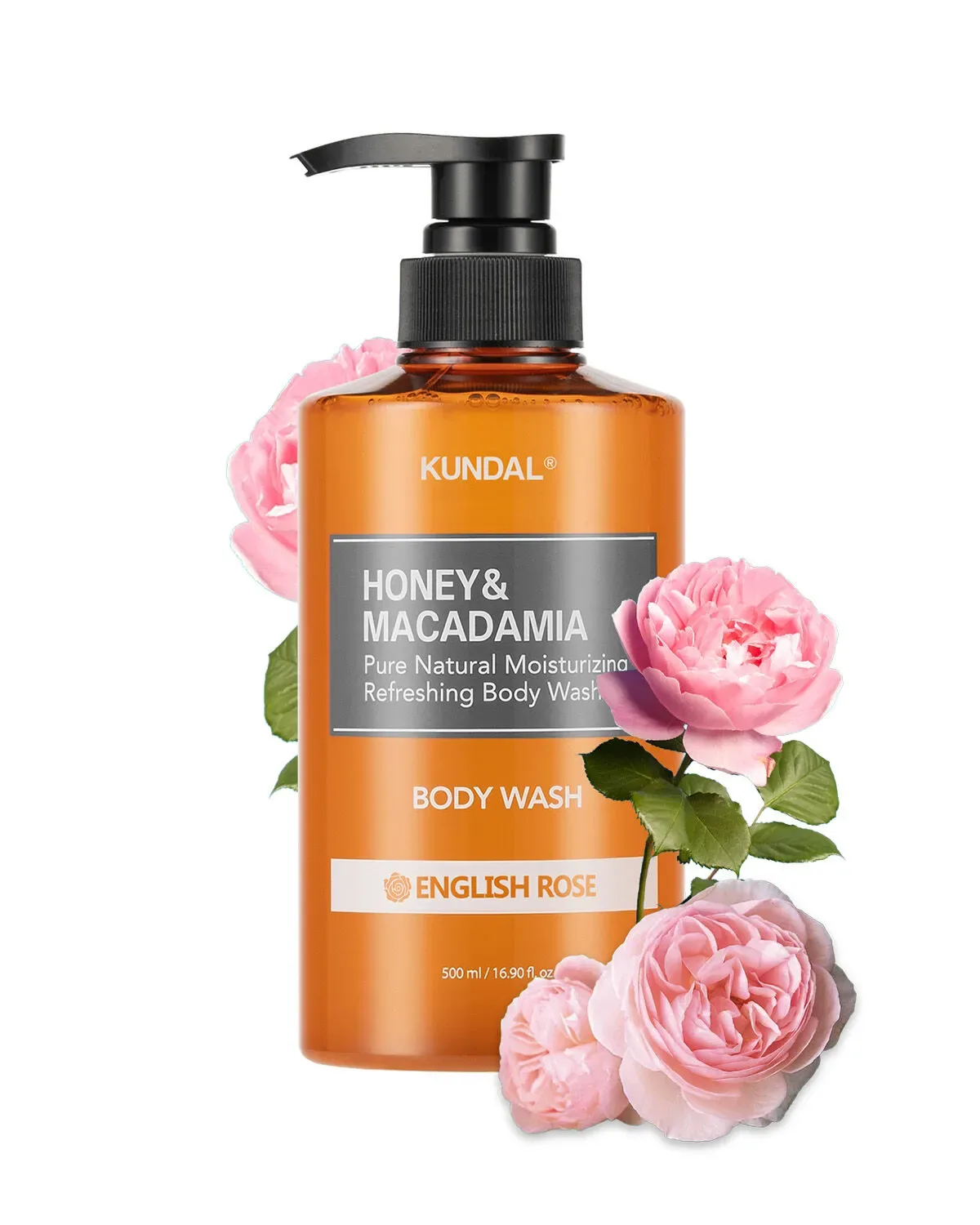KUNDAL HONEY & MACADAMIA PURE BODY WASH 500ML - ENGLISH ROSE