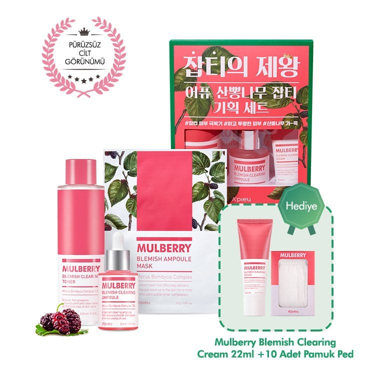 A'PIEU MULBERY BLEMISH CLEARING SPECIAL SET TONER [210ML] AMPOULE [30ML] MASK SHEET [1EA] CREAM 22ML COTTON PADS [10P]