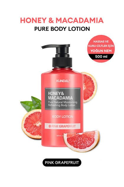 KUNDAL HONEY & MACADAMIA PURE BODY LOTION 500ML- PINK GRAPEFRUIT