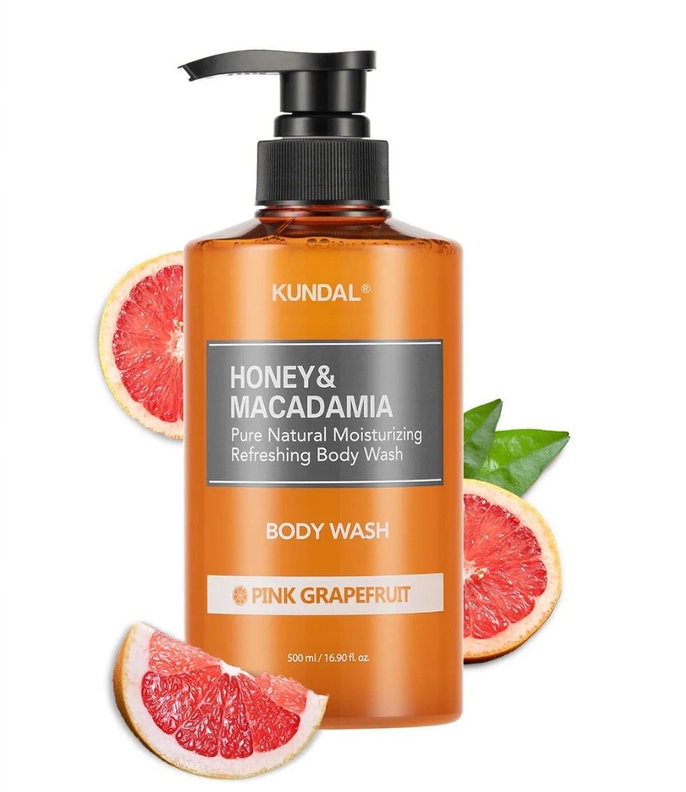 KUNDAL HONEY & MACADAMIA PURE BODY WASH 500ML- PINK GRAPEFRUIT